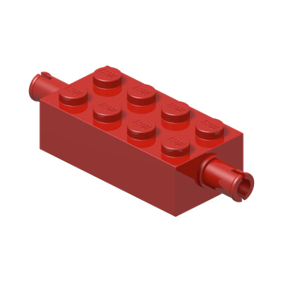 Brick, Modified 2 x 4 with Pins · Réf. BrickLink 6249 · Couleur BrickLink : Red