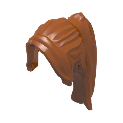 Minifigure, Hair Female Ponytail Long with Side Bangs · LEGO 4614107 (réf. BrickLink 62696) · Couleur BrickLink : Dark Orange
