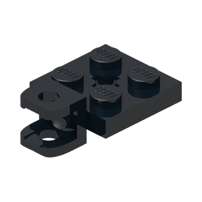 PLATE 2X2 W BALL SOCKET W/CROS · Black (réf. BrickLink Black)