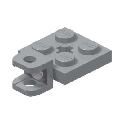 PLATE 2X2 W BALL SOCKET W/CROS · Medium Stone Grey (réf. BrickLink Light Bluish Gray)