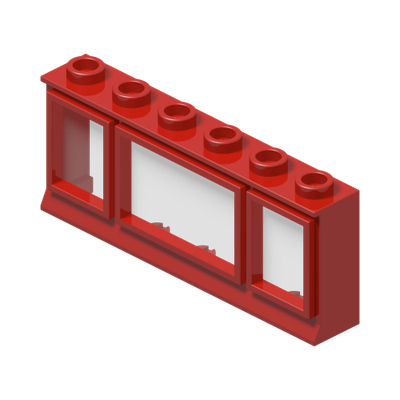 Window 1 x 6 x 2 · Réf. BrickLink 645 · Couleur BrickLink : Red