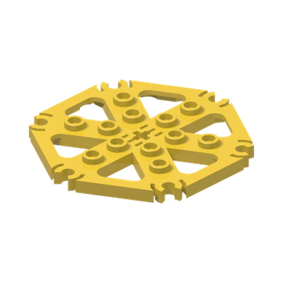 Technic, Plate Rotor 6 Blade with Clip Ends Connected (Water Wheel) - Hollow Studs · LEGO 4657288 (réf. BrickLink 64566) · Couleur BrickLink : Yellow