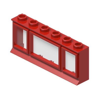 Window 1 x 6 x 2 with Extended Lip, with Trans-Clear Glass · Réf. BrickLink 645bc01 · Couleur BrickLink : Red