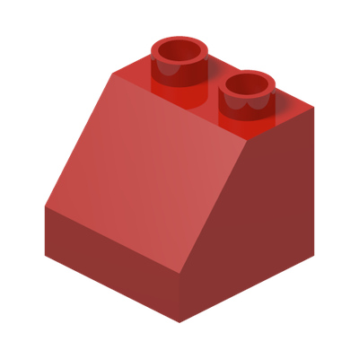 Duplo, Brick 2 x 2 x 1 1/2 Slope 45 · LEGO 647421 (réf. BrickLink 6474) · Couleur BrickLink : Red