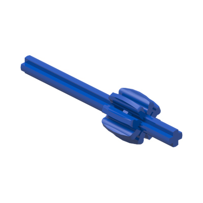 Duplo Technic Axle 5L with Paddle Wheel Gear · LEGO 652323 (réf. BrickLink 6523) · Bright Blue (réf. BrickLink Blue)