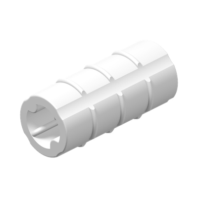 Technic, Axle Connector 2L (Ridged with x Hole x Orientation) · LEGO 4100407 (réf. BrickLink 6538b) · Couleur BrickLink : White