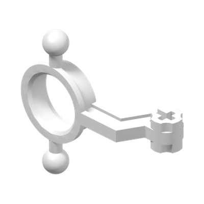Technic, Steering Arm Large with Wheel Hub Holder - Pin Connection · Réf. BrickLink 6540a · Couleur BrickLink : White