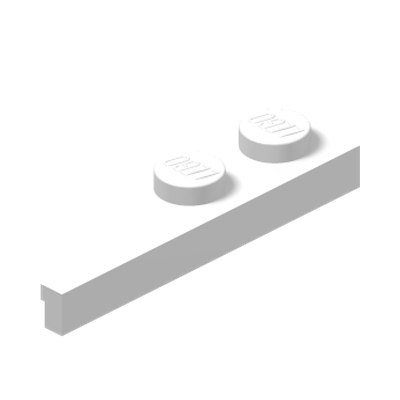 RIGHT PLATE 2X4, DEG. 27 · LEGO 6354822 (réf. BrickLink 65426) · White (réf. BrickLink White)