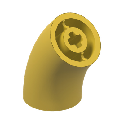 Brick, Round 2 x 2 D. 45 degrees Elbow (25.5mm Standing Height) · Couleur BrickLink : Yellow
