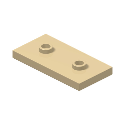 PLATE 2X4, W/ 2 KNOBS · Brick Yellow (réf. BrickLink Tan)