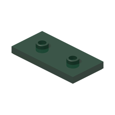 Plate, Modified 2 x 4 with 2 Studs (Double Jumper) · Couleur BrickLink : Dark Green