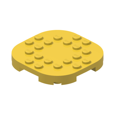 Plate, Modified 6 x 6 with Rounded Corners and 4 Feet · LEGO 6314191 (réf. BrickLink 66789) · Couleur BrickLink : Yellow