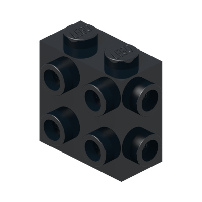 BRICK 1X2X1 2/3, W/ 8 KNOBS · Black (réf. BrickLink Black)