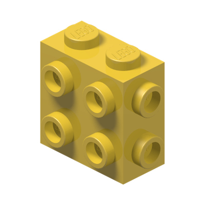 BRICK 1X2X1 2/3, W/ 8 KNOBS · Bright Yellow (réf. BrickLink Yellow)