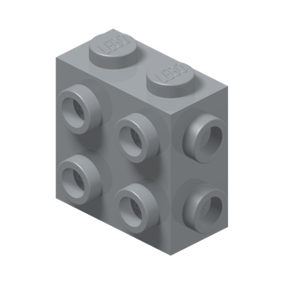 BRICK 1X2X1 2/3, W/ 8 KNOBS · Medium Stone Grey (réf. BrickLink Light Bluish Gray)