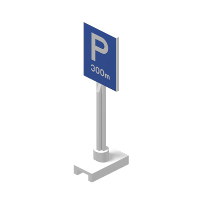 Road Sign Square-Tall with Parking 'P' and '300m' Pattern · Réf. BrickLink 675p01 · Couleur BrickLink : White