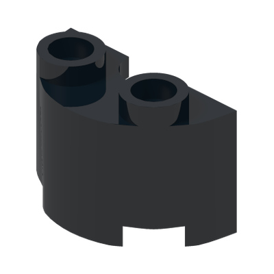WALL ½ CIRCLE, 1X2, W/ 4.85 HOLE · Black (réf. BrickLink Black)