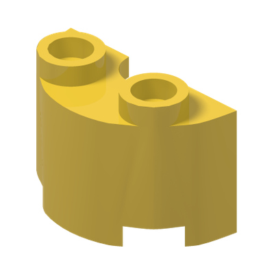 WALL ½ CIRCLE, 1X2, W/ 4.85 HOLE · LEGO 6311385 (réf. BrickLink 68013) · Bright Yellow (réf. BrickLink Yellow)