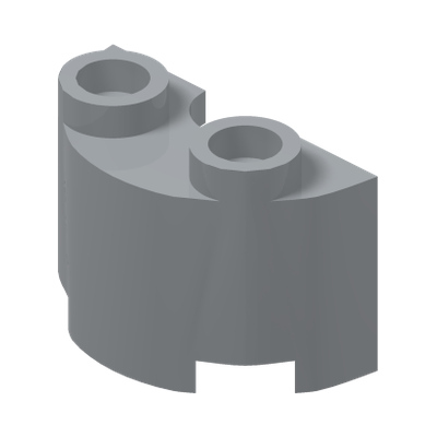 WALL ½ CIRCLE, 1X2, W/ 4.85 HOLE · Medium Stone Grey (réf. BrickLink Light Bluish Gray)