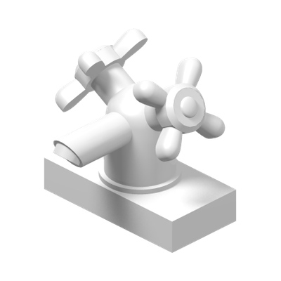 Tap 1 x 2 with Dual Handles, Large / Sink Faucet · LEGO 4106830 (réf. BrickLink 6936) · Couleur BrickLink : White