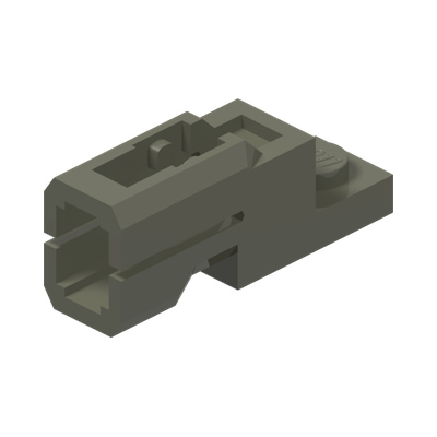 PLATE 1X2, W/ SHOOTER, NO. 1 · LEGO 6345952 (réf. BrickLink 69754) · Titanium Metallic (réf. BrickLink Pearl Dark Gray)