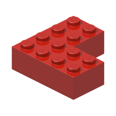Brick 4 x 4 Corner · Réf. BrickLink 702 · Couleur BrickLink : Red