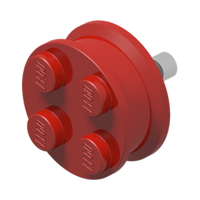Wheel with 4 Studs and Metal Axle Cam · Réf. BrickLink 7039 · Couleur BrickLink : Red