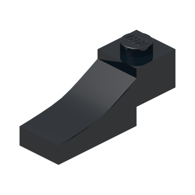 BRICK 1X3,OUTSIDE HALF ARCH,W/ CUTOUT · Black (réf. BrickLink Black)