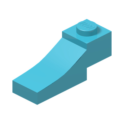 BRICK 1X3,OUTSIDE HALF ARCH,W/ CUTOUT · Medium Azur (réf. BrickLink Medium Azure)