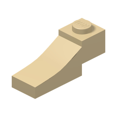BRICK 1X3,OUTSIDE HALF ARCH,W/ CUTOUT · Brick Yellow (réf. BrickLink Tan)