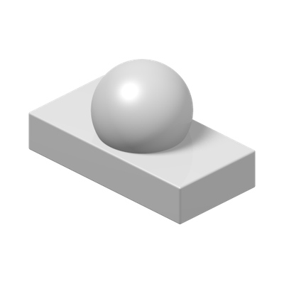 Tile, Modified 1 x 2 with Ball · LEGO 70942 (réf. BrickLink 70942) · Silver Metallic (réf. BrickLink Chrome Silver)