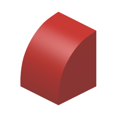Slope, Curved 1 x 1 · Réf. BrickLink 7126 · Couleur BrickLink : Red