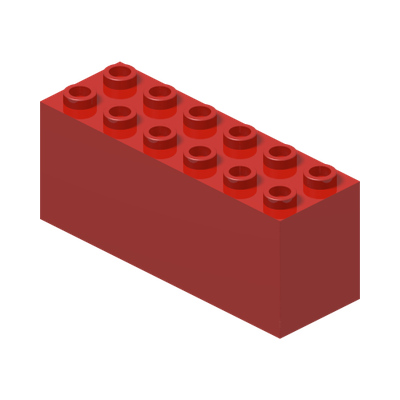 Brick, Modified 2 x 6 x 2 Weight - Bottom Sealed, Dimple on Ends · Réf. BrickLink 73090b · Couleur BrickLink : Red