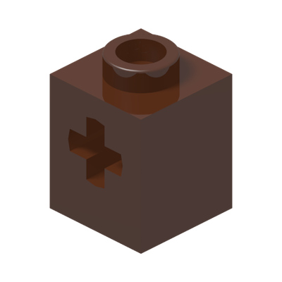 BRICK 1X1, W/ CROSS HOLE      · Reddish Brown (réf. BrickLink Reddish Brown)