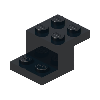 BRICK W/ PLATE 2X3X1 1/3 · Black (réf. BrickLink Black)