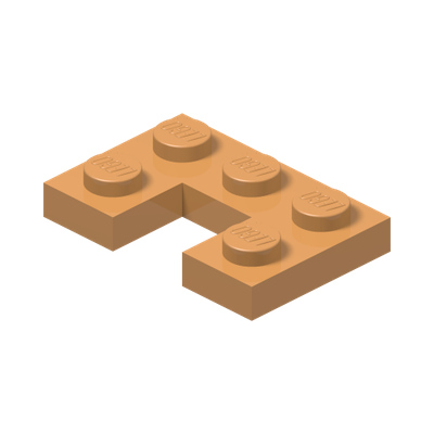 PLATE 2X3, W/ CUT OUT · Medium Nougat (réf. BrickLink Medium Nougat)