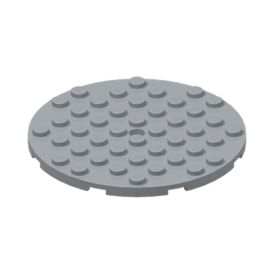 PLATE 8X8, CIRCLE · LEGO 6353794 (réf. BrickLink 74611) · Medium Stone Grey (réf. BrickLink Light Bluish Gray)