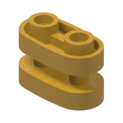 BRICK1X2, ROUNDED, W/ 3.2 SHAFT, NO. 1 · Warm Gold (réf. BrickLink Pearl Gold)