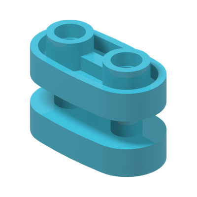 Brick, Round 1 x 2 with Hollow Studs and Open Center with Bars · Couleur BrickLink : Medium Azure