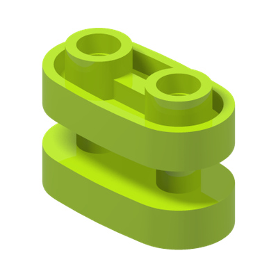 Brick, Round 1 x 2 with Hollow Studs and Open Center with Bars · Réf. BrickLink 77808 · Bright Yellowish Green (réf. BrickLink Lime)