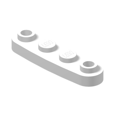 PLATE 1X4, ROUNDED, NO. 1 · LEGO 6501816 (réf. BrickLink 77845) · White (réf. BrickLink White)