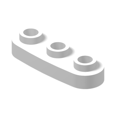 PLATE 1X3, ROUNDED, NO. 1 · LEGO 6450820 (réf. BrickLink 77850) · White (réf. BrickLink White)