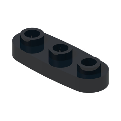 PLATE 1X3, ROUNDED, NO. 1 · Black (réf. BrickLink Black)