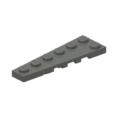 LEFT PLATE, 2X6, DEG. 9 · Dark Stone Grey (réf. BrickLink Dark Bluish Gray)
