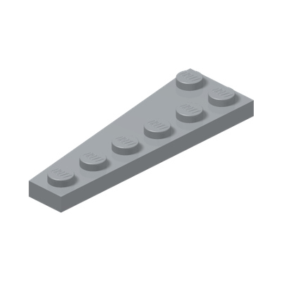RIGHT PLATE, 2X6, DEG. 9 · LEGO 6344703 (réf. BrickLink 78444) · Medium Stone Grey (réf. BrickLink Light Bluish Gray)