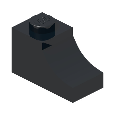 BRICK 1X2, OUTSIDE HALF ARCH, NO. 1 · Black (réf. BrickLink Black)
