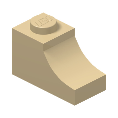 BRICK 1X2, OUTSIDE HALF ARCH, NO. 1 · Brick Yellow (réf. BrickLink Tan)