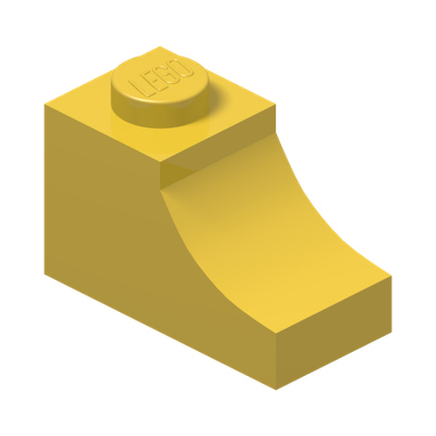 BRICK 1X2, OUTSIDE HALF ARCH, NO. 1 · Bright Yellow (réf. BrickLink Yellow)