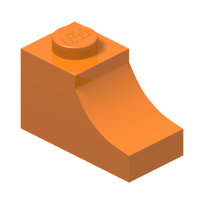 BRICK 1X2, OUTSIDE HALF ARCH, NO. 1 · Bright Orange (réf. BrickLink Orange)