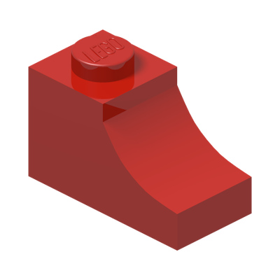 BRICK 1X2, OUTSIDE HALF ARCH, NO. 1 · Bright Red (réf. BrickLink Red)